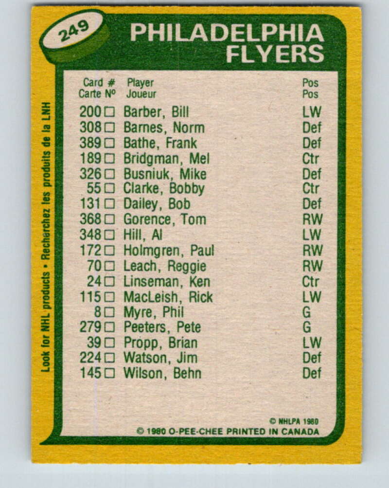 1980-81 O-Pee-Chee #249 Reggie Leach TL Philadelphia Flyers V39605