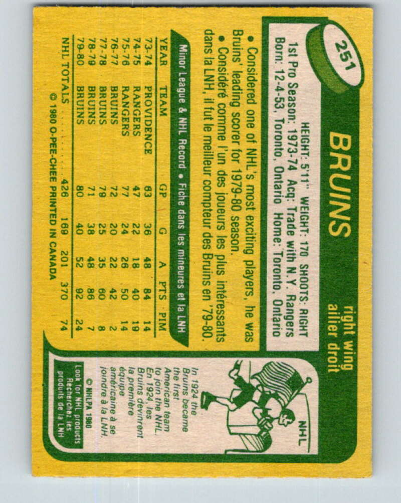 1980-81 O-Pee-Chee #251 Rick Middleton Boston Bruins V39619