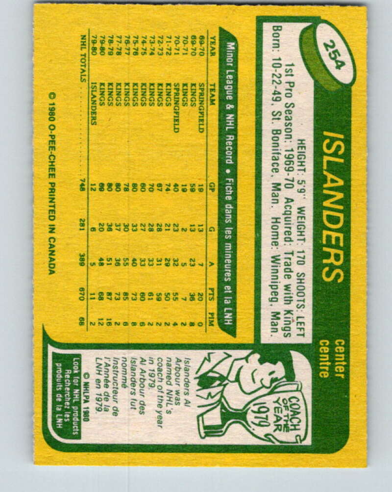 1980-81 O-Pee-Chee #254 Butch Goring New York Islanders V39652
