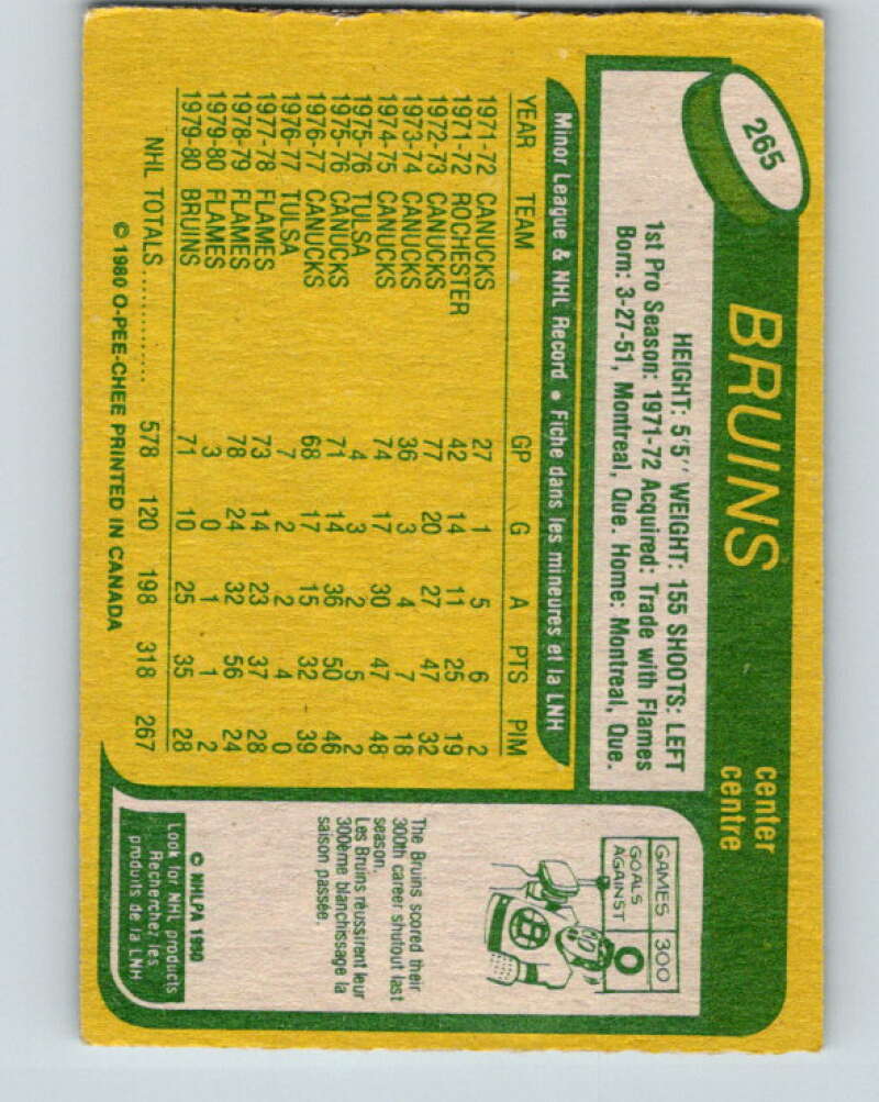 1980-81 O-Pee-Chee #265 Bobby Lalonde Boston Bruins V39751