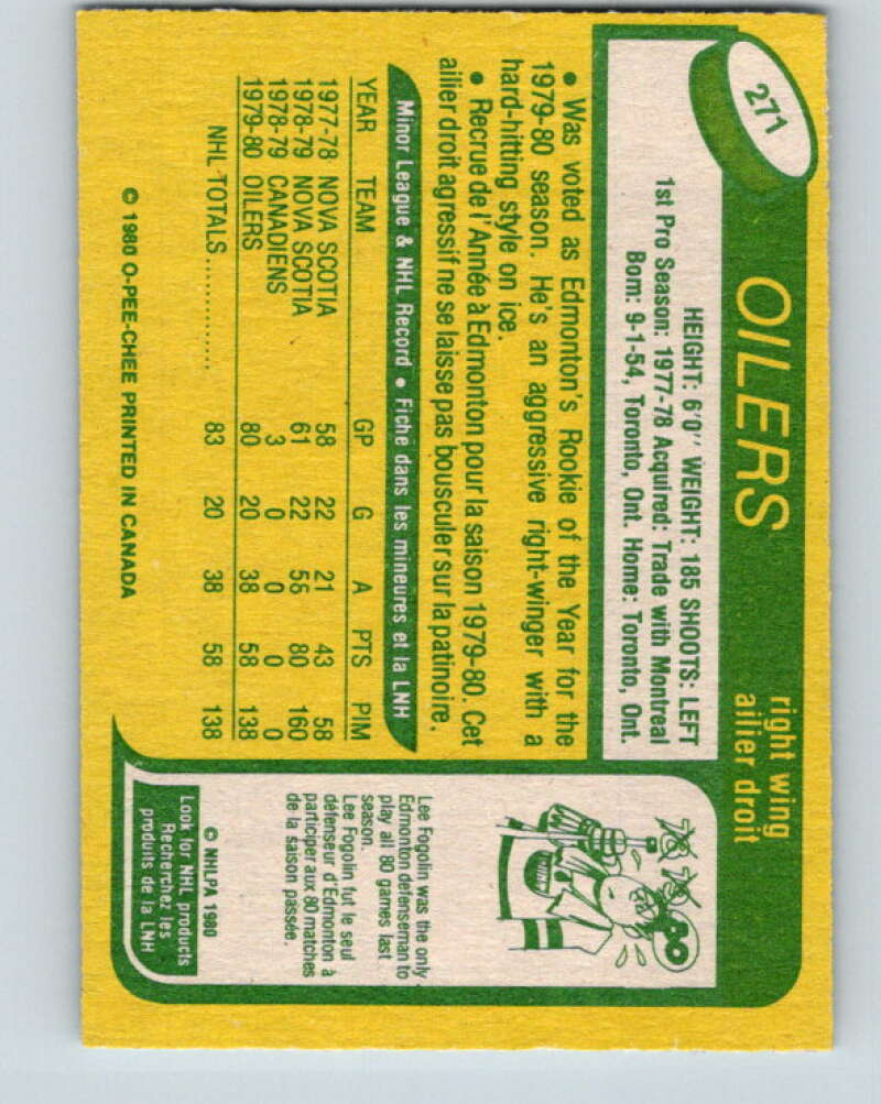 1980-81 O-Pee-Chee #271 Dave Lumley RC Rookie Edmonton Oilers V39814