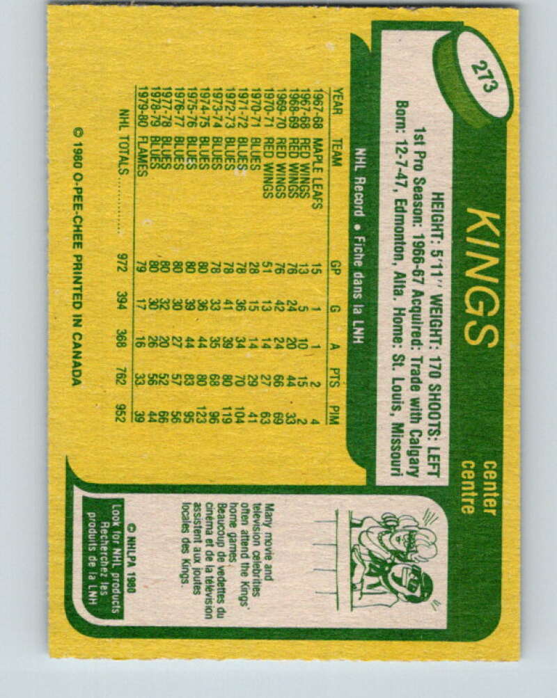 1980-81 O-Pee-Chee #273 Garry Unger Los Angeles Kings V39836