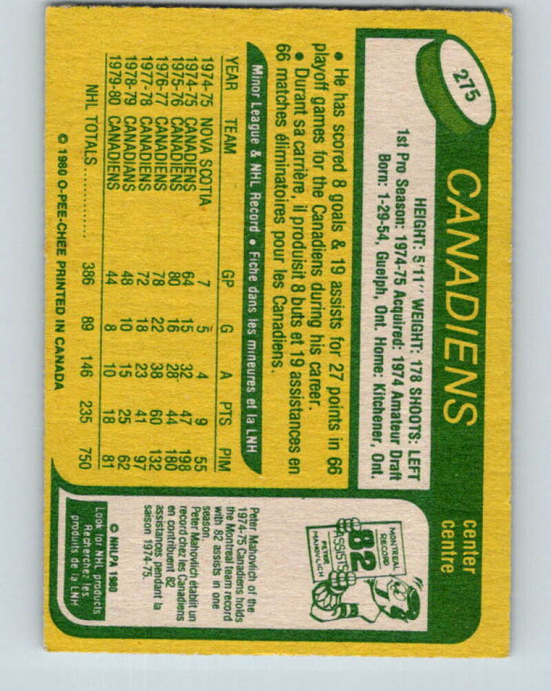 1980-81 O-Pee-Chee #275 Doug Risebrough UER Montreal Canadiens V39859