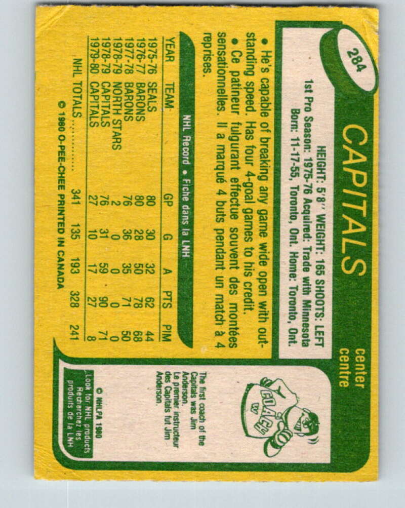 1980-81 O-Pee-Chee #284 Dennis Maruk Washington Capitals V39936