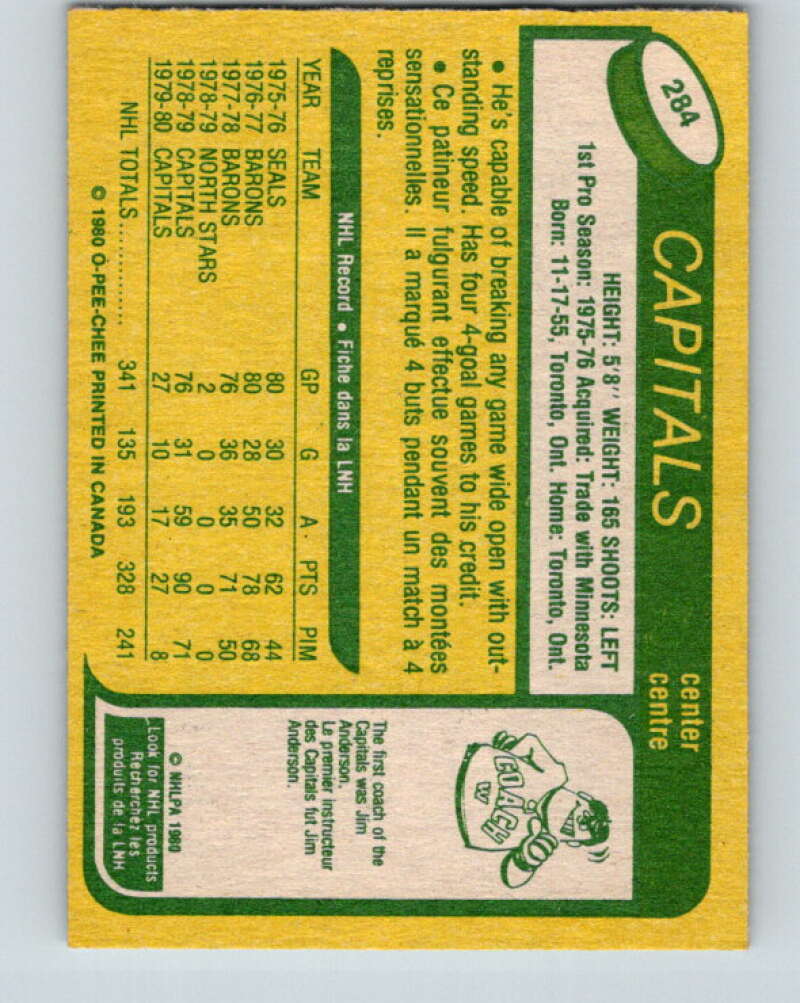 1980-81 O-Pee-Chee #284 Dennis Maruk Washington Capitals V39944