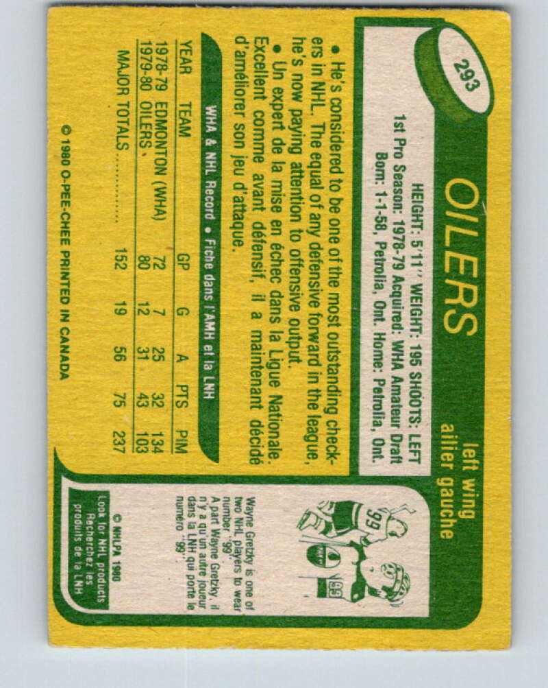 1980-81 O-Pee-Chee #293 Dave Hunter Edmonton Oilers V40044