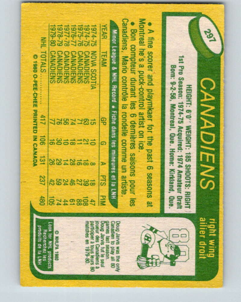 1980-81 O-Pee-Chee #297 Mario Tremblay Montreal Canadiens V40092