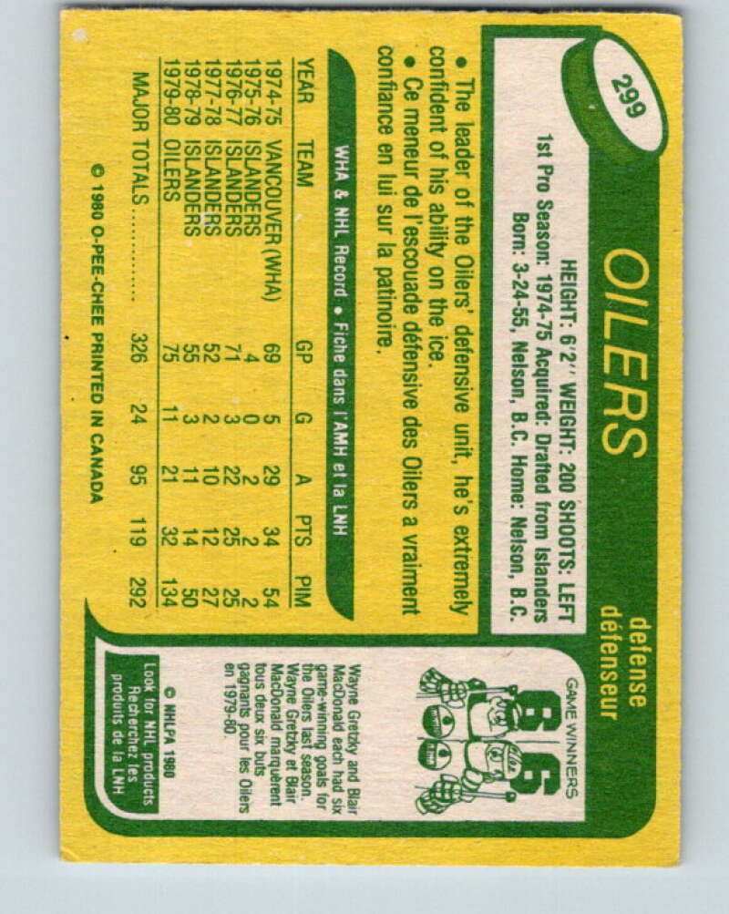 1980-81 O-Pee-Chee #299 Pat Price Edmonton Oilers V40121