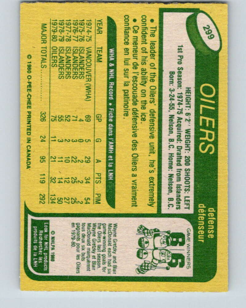1980-81 O-Pee-Chee #299 Pat Price Edmonton Oilers V40124