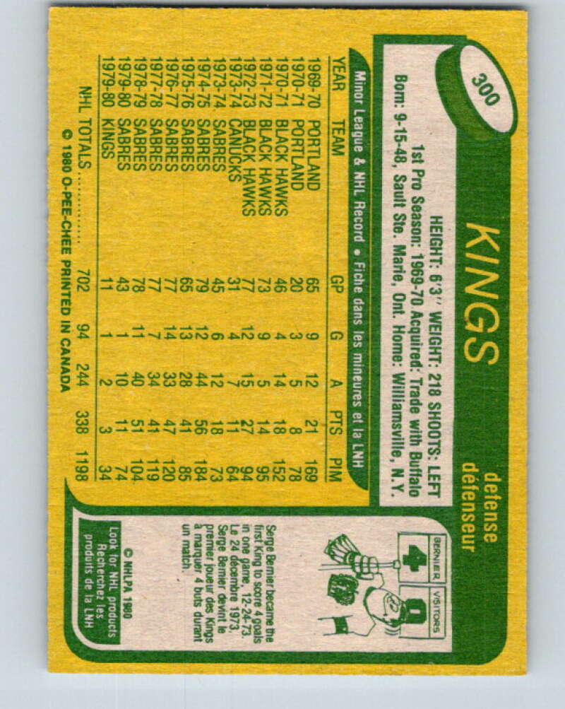 1980-81 O-Pee-Chee #300 Jerry Korab Los Angeles Kings V40131