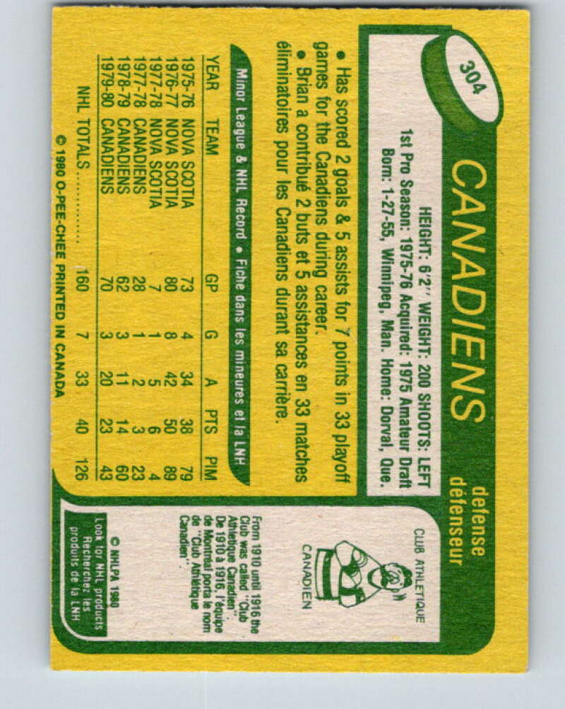 1980-81 O-Pee-Chee #304 Brian Engblom Montreal Canadiens V40177