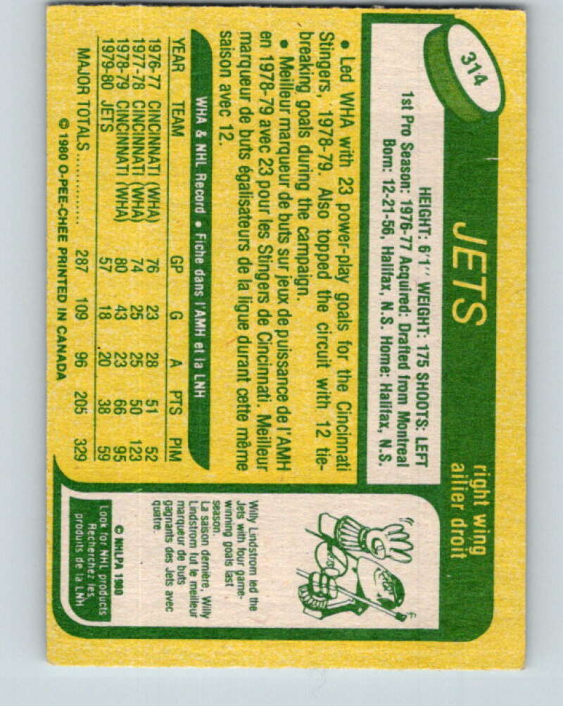 1980-81 O-Pee-Chee #314 Peter Marsh Winnipeg Jets V40285