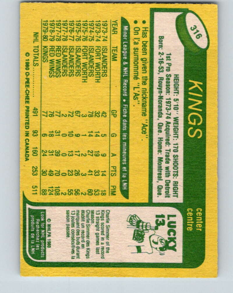 1980-81 O-Pee-Chee #316 Andre St. Laurent Los Angeles Kings V40302