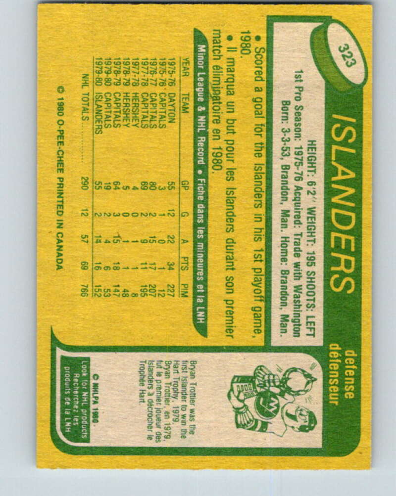 1980-81 O-Pee-Chee #323 Gord Lane New York Islanders V40359