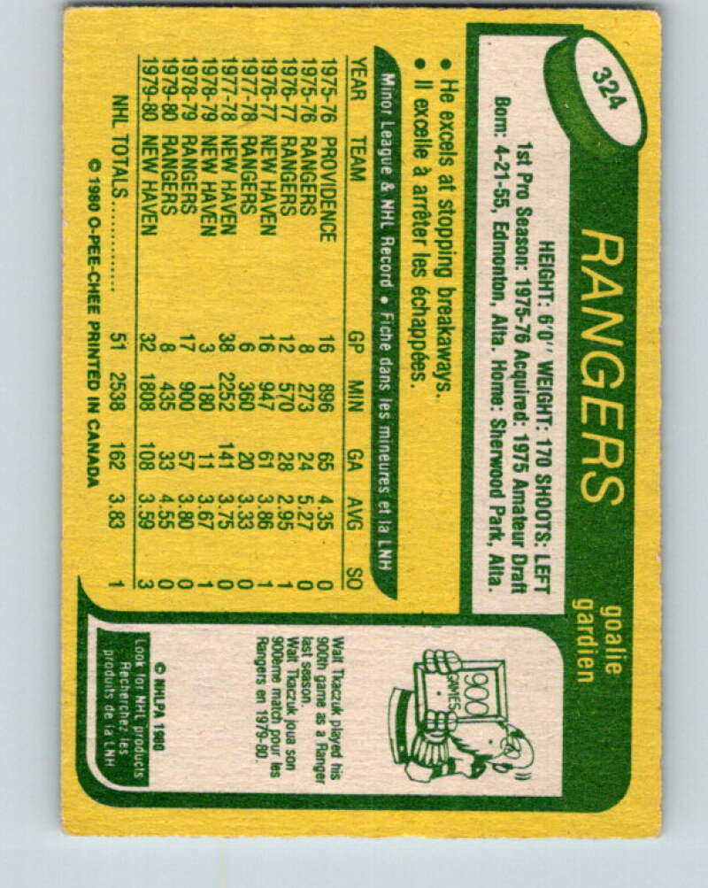 1980-81 O-Pee-Chee #324 Doug Soetaert RC Rookie New York Rangers V40371