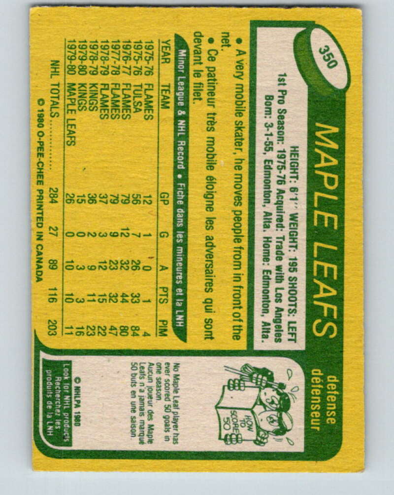 1980-81 O-Pee-Chee #350 Richard Mulhern Toronto Maple Leafs V40622