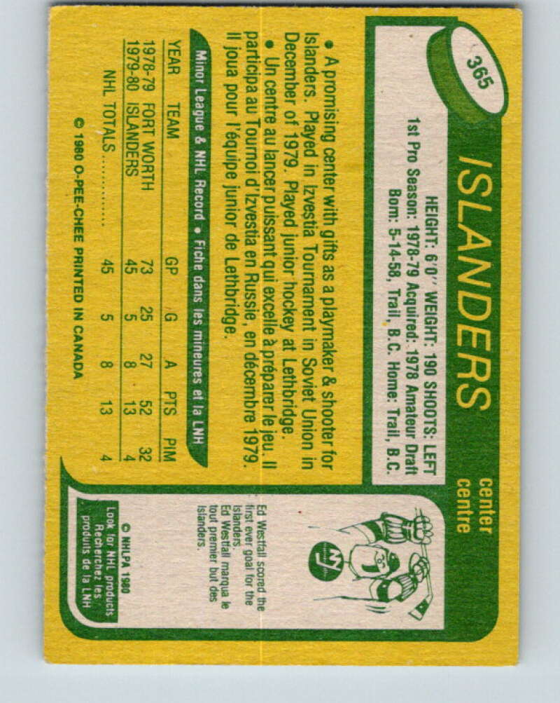 1980-81 O-Pee-Chee #365 Steve Tambellini RC Rookie New York Islanders V40749
