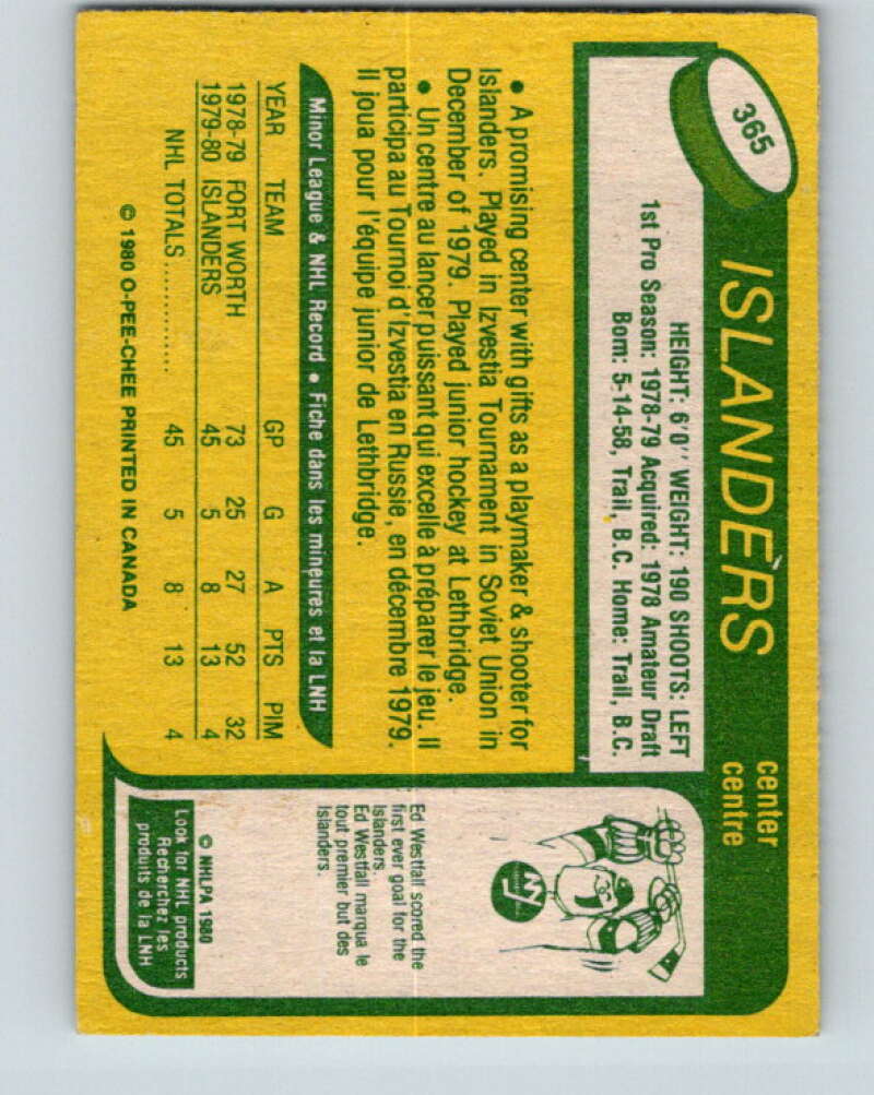 1980-81 O-Pee-Chee #365 Steve Tambellini RC Rookie New York Islanders V40750