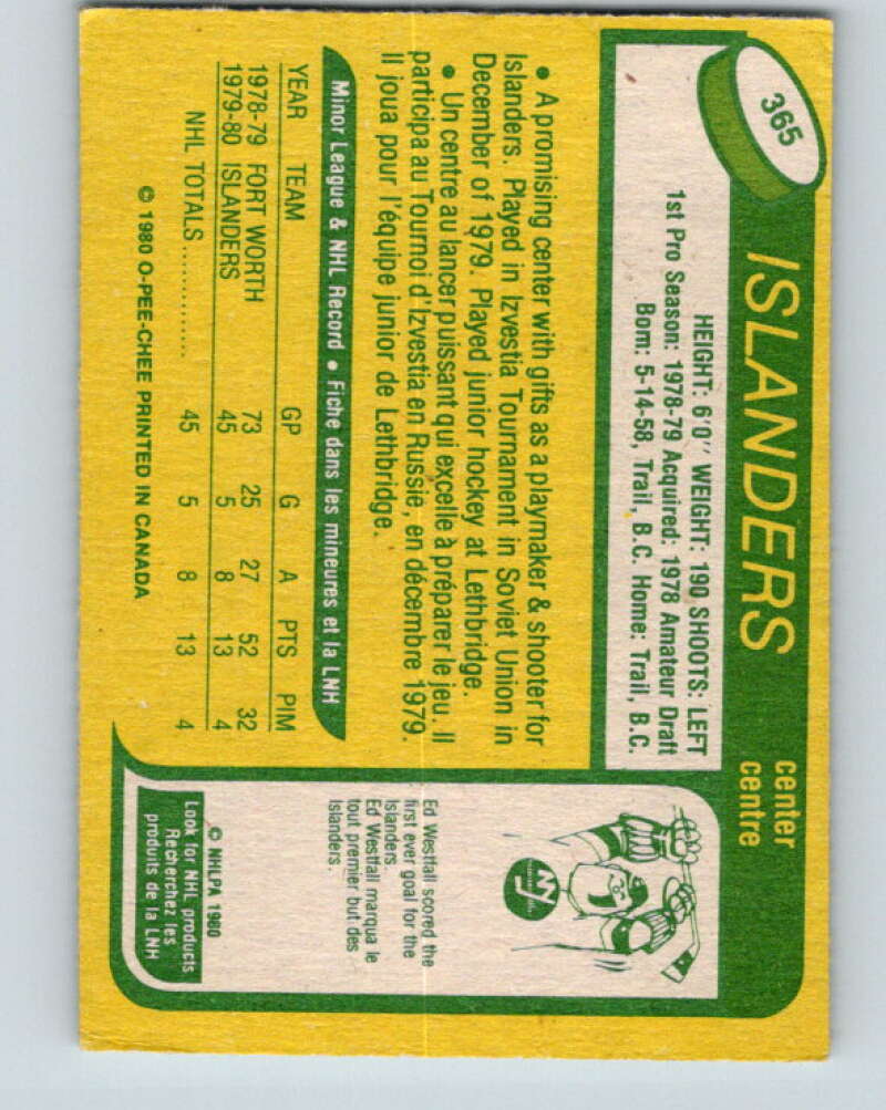 1980-81 O-Pee-Chee #365 Steve Tambellini RC Rookie New York Islanders V40756