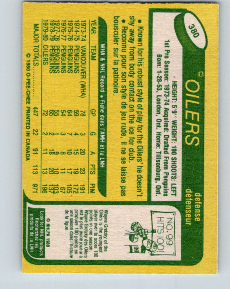 1980-81 O-Pee-Chee #380 Colin Campbell Edmonton Oilers V40921