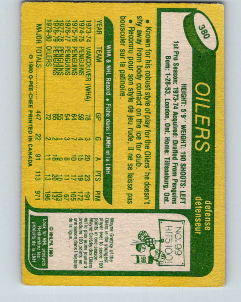 1980-81 O-Pee-Chee #380 Colin Campbell Edmonton Oilers V40922
