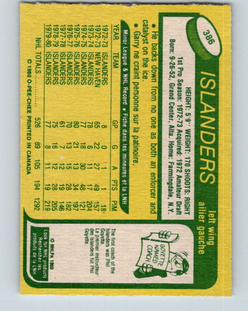 1980-81 O-Pee-Chee #386 Garry Howatt New York Islanders V40971
