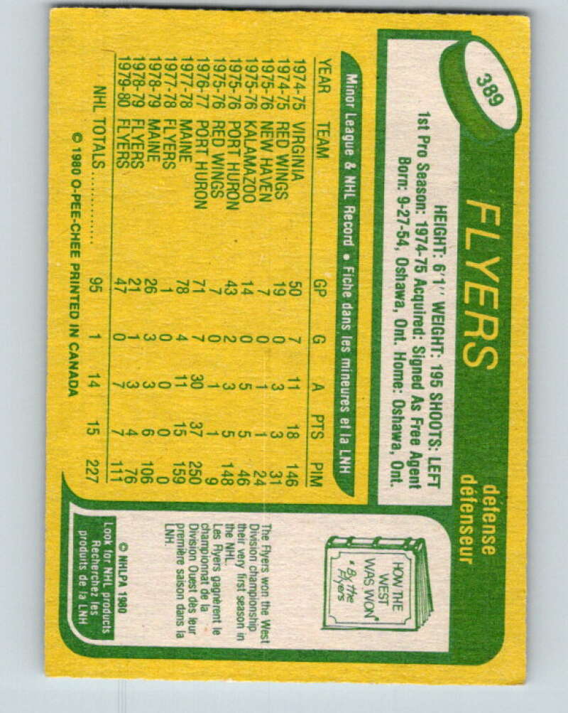 1980-81 O-Pee-Chee #389 Frank Bathe RC Rookie Philadelphia Flyers V41001