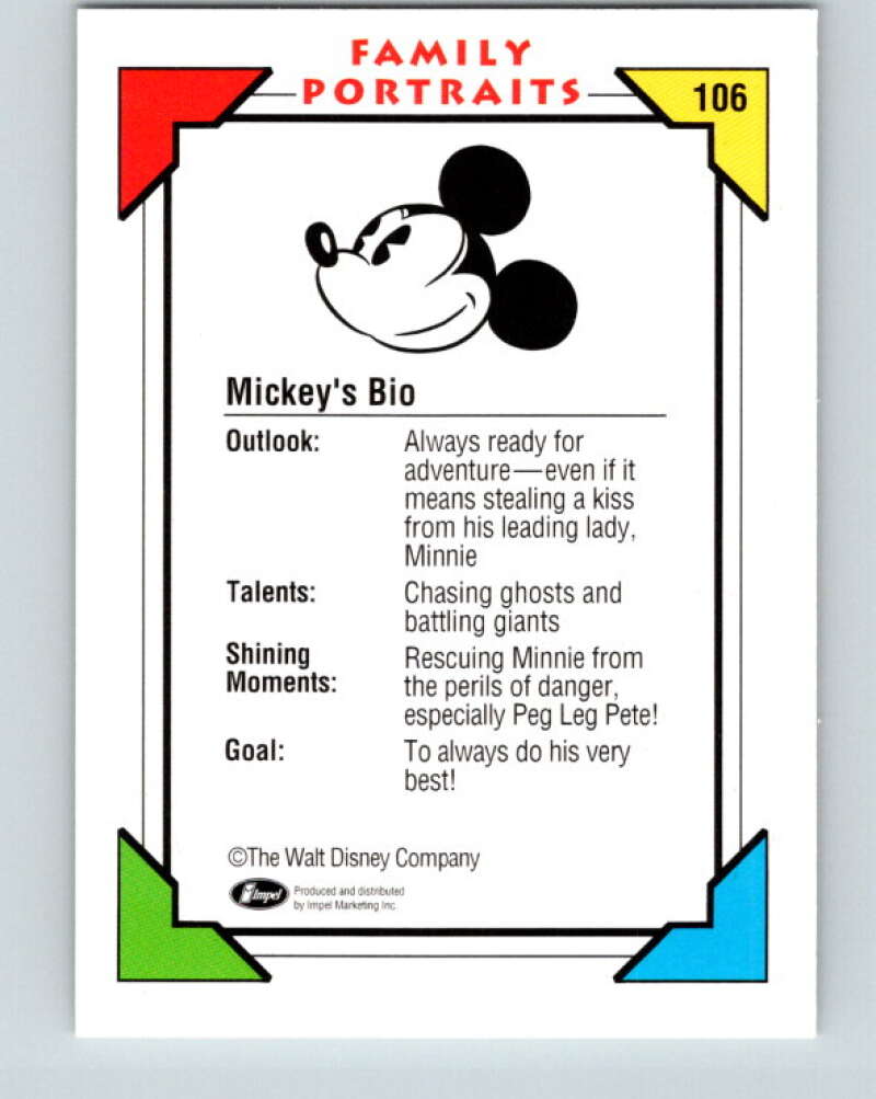 1991 Impel Walt Disney #106 Mickeys Bio Outlook V41829