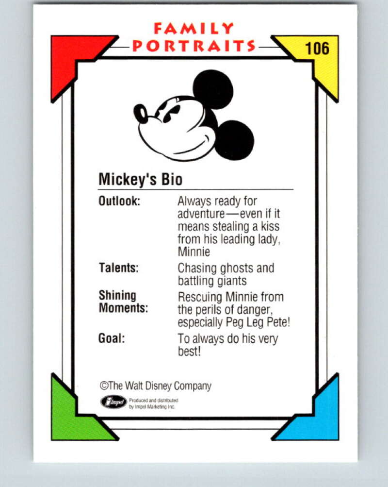1991 Impel Walt Disney #106 Mickeys Bio Outlook V41830
