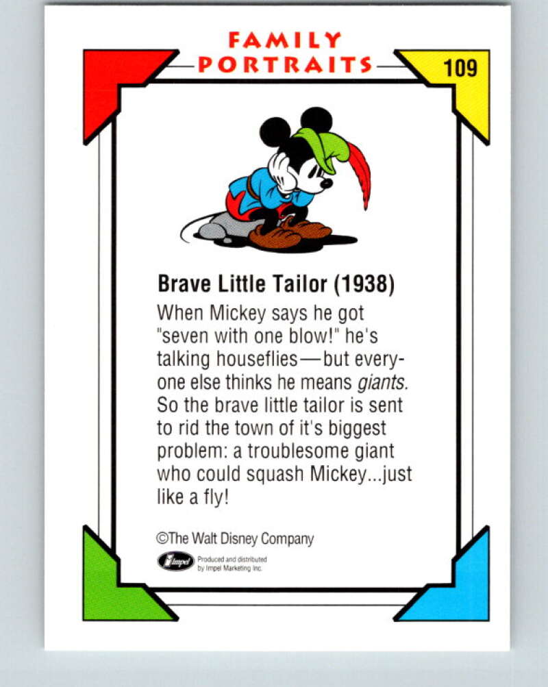 1991 Impel Walt Disney #109 Brave Little Tailor 1938 Mickey V41834