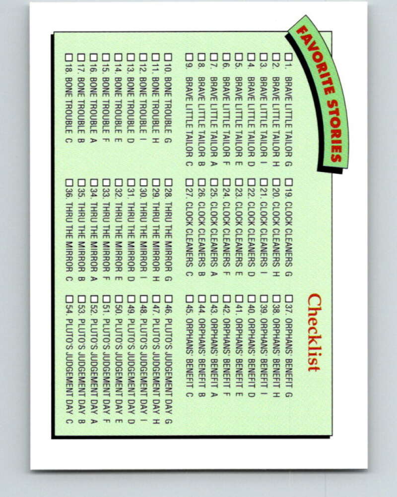 1991 Impel Walt Disney #208 Favorite Stories Checklist V42033