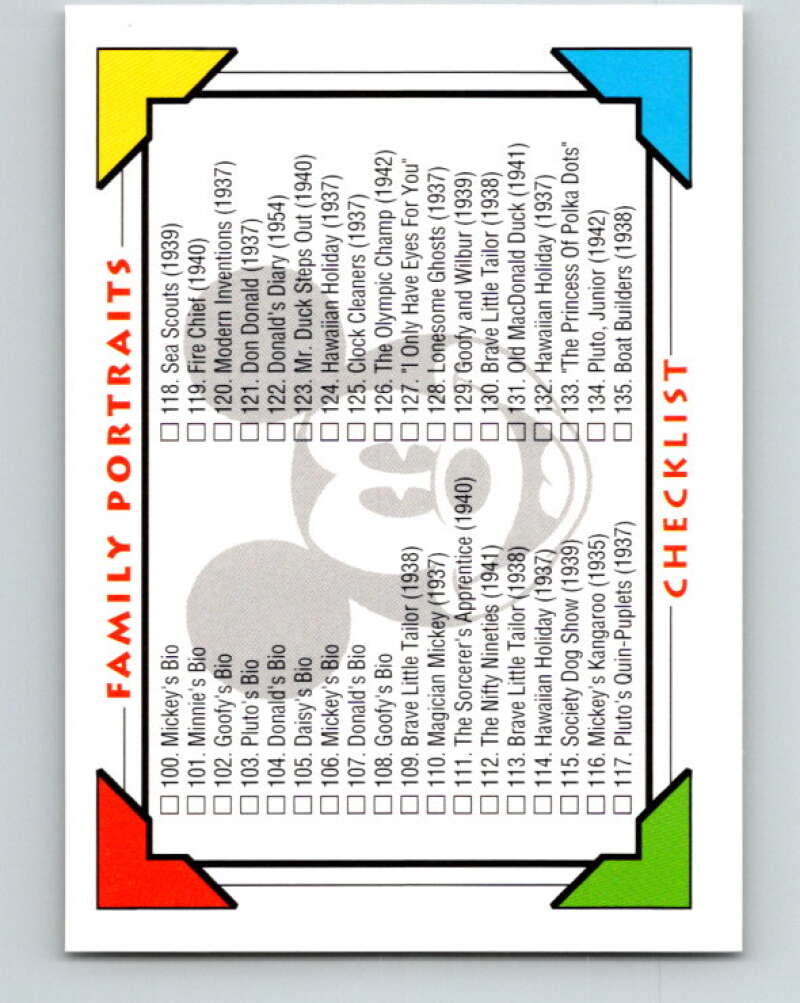 1991 Impel Walt Disney #209 Family Portraits Checklist V42034