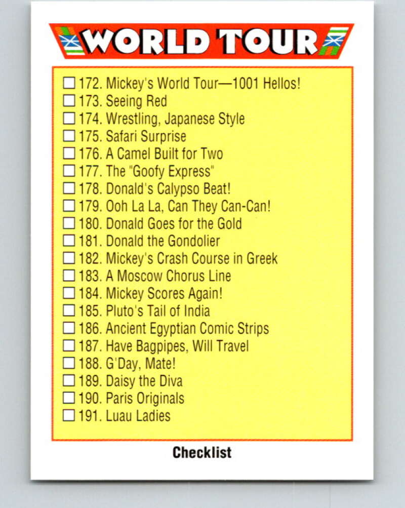 1991 Impel Walt Disney #210 World Tour Checklist V42036