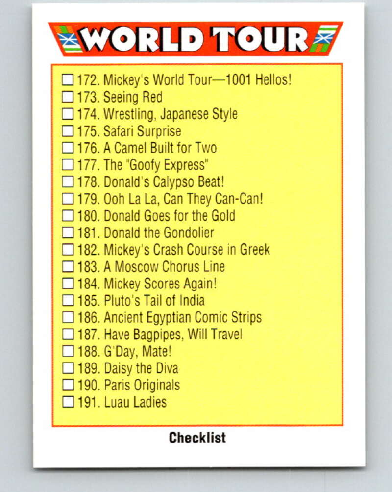 1991 Impel Walt Disney #210 World Tour Checklist V42037