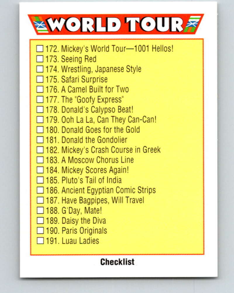 1991 Impel Walt Disney #210 World Tour Checklist V42038