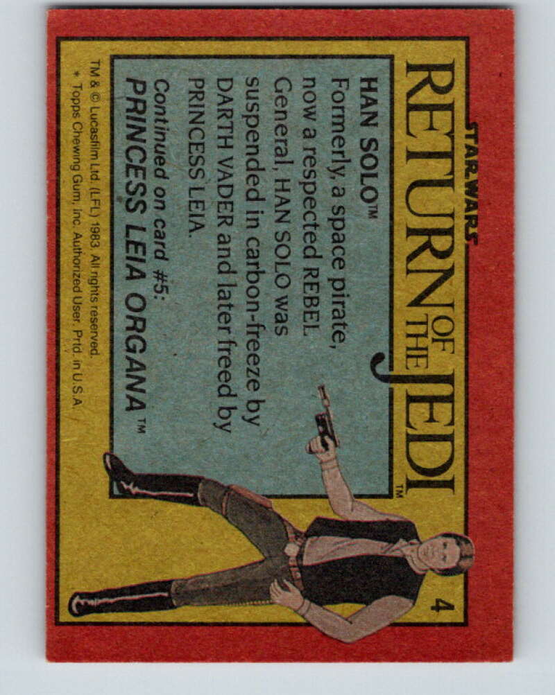 1983 Topps Star Wars Return Of The Jedi #4 Han Solo V42041