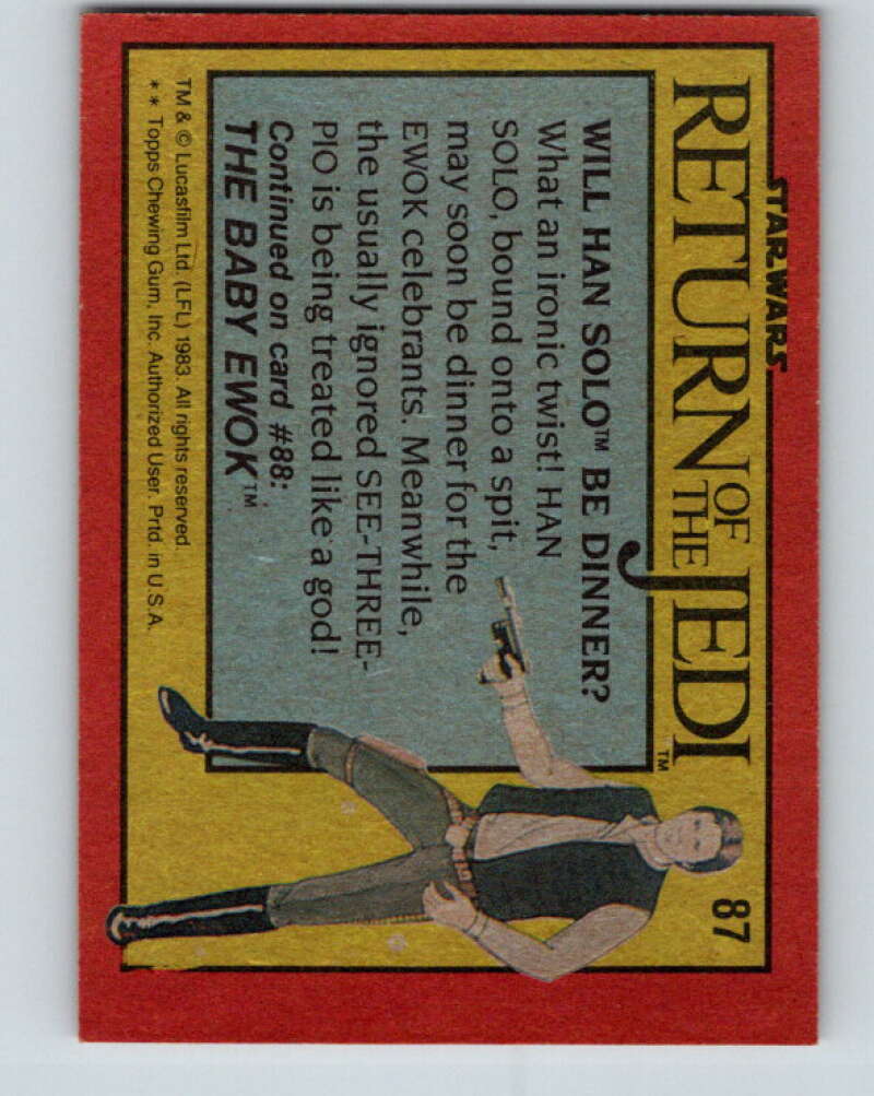 1983 Topps Star Wars Return Of The Jedi #87 Will Han Solo Be Dinner V42107