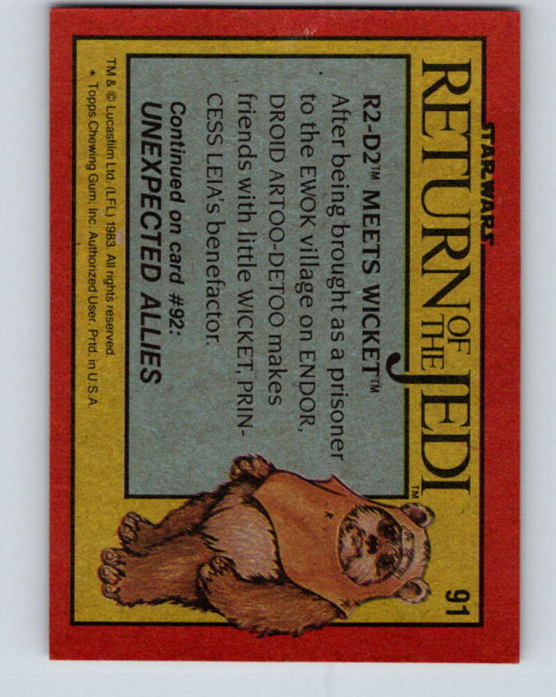 1983 Topps Star Wars Return Of The Jedi #91 R2-D2 Meets Wicket V42110