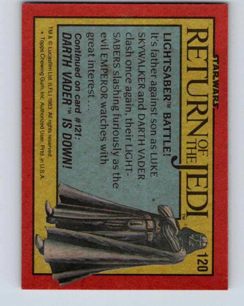 1983 Topps Star Wars Return Of The Jedi #120 Lightsaber Battle V42132