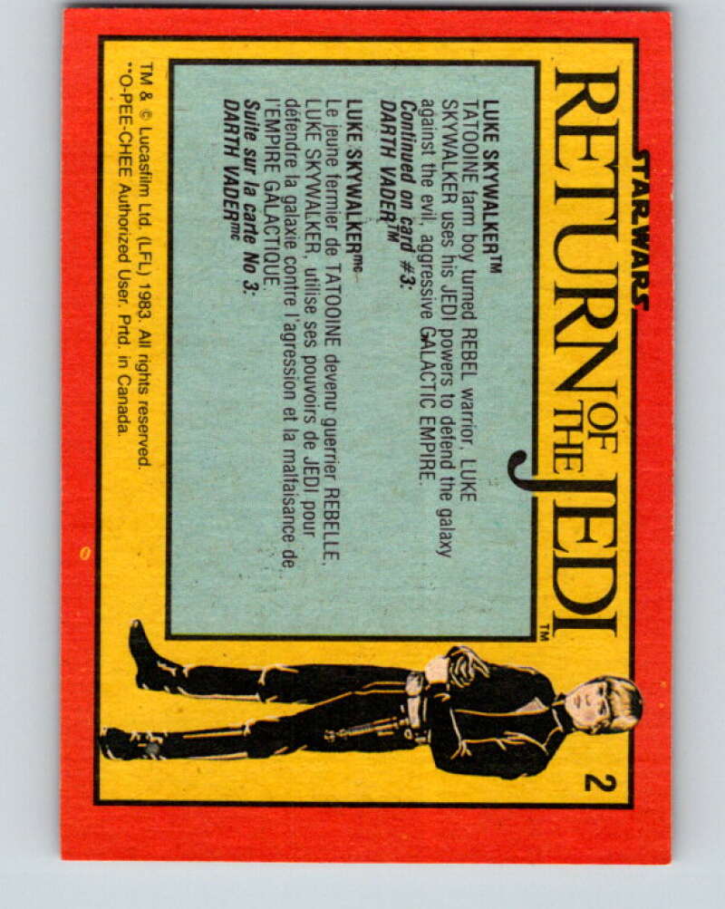 1983 OPC Star Wars Return Of The Jedi #2 Luke Skywalker V42157