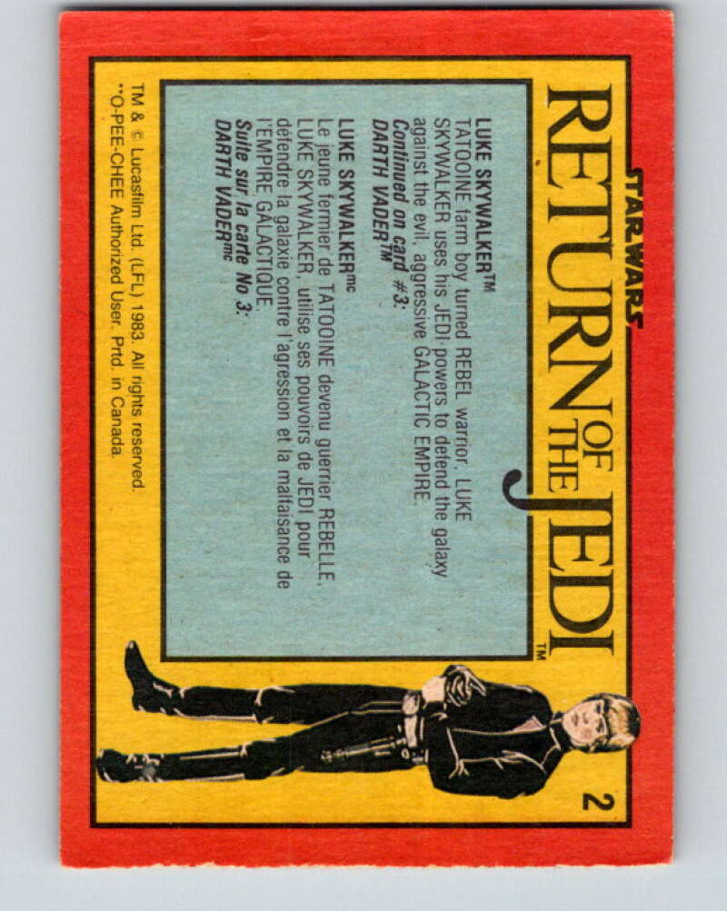 1983 OPC Star Wars Return Of The Jedi #2 Luke Skywalker V42158