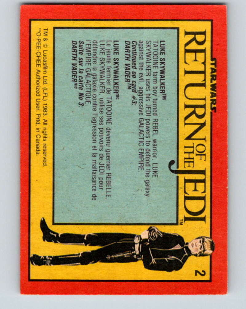 1983 OPC Star Wars Return Of The Jedi #2 Luke Skywalker V42159