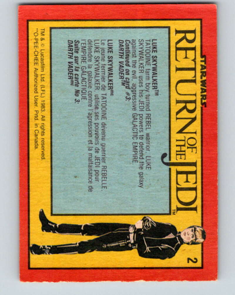 1983 OPC Star Wars Return Of The Jedi #2 Luke Skywalker V42160