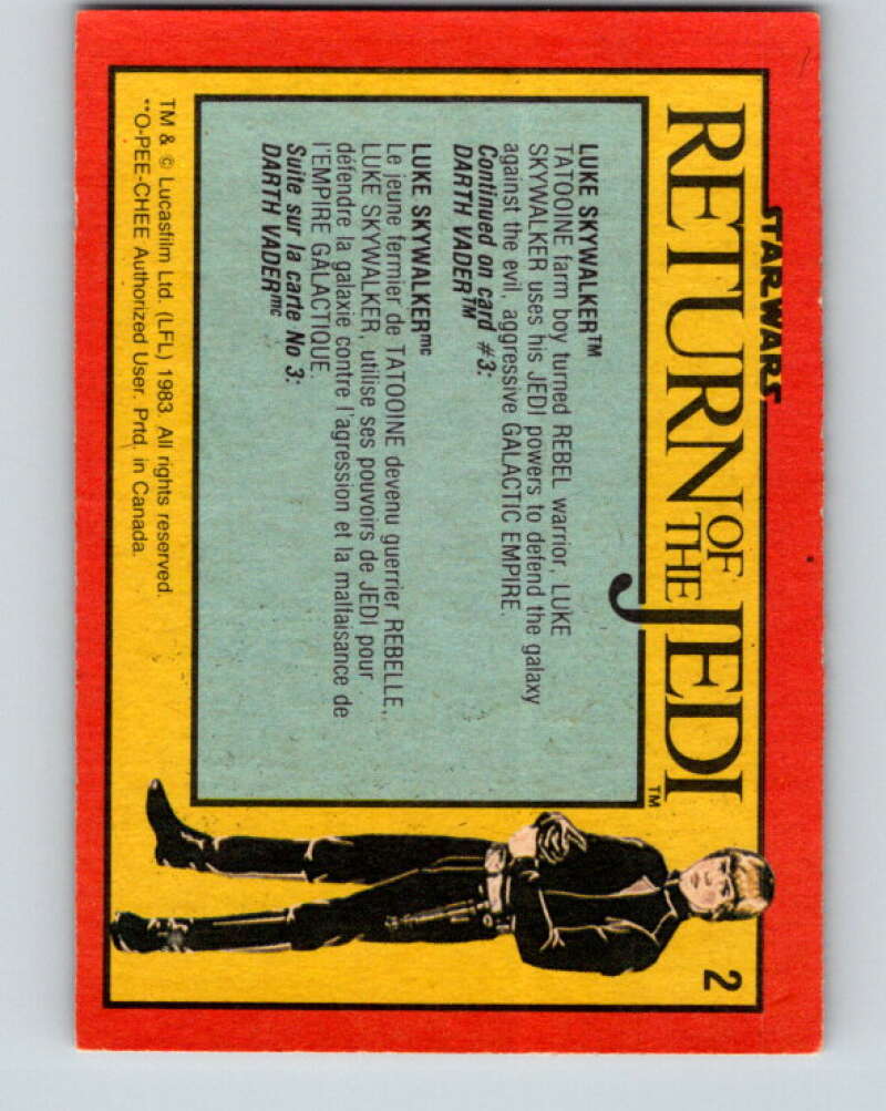 1983 OPC Star Wars Return Of The Jedi #2 Luke Skywalker V42161