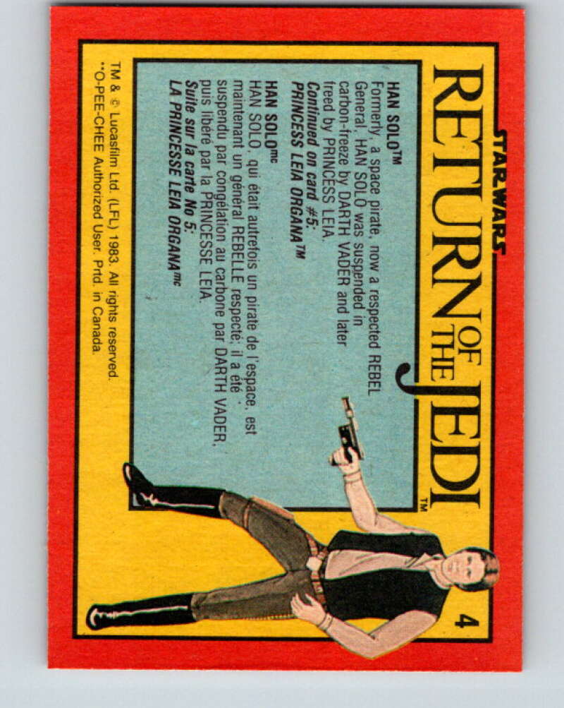 1983 OPC Star Wars Return Of The Jedi #4 Han Solo V42170