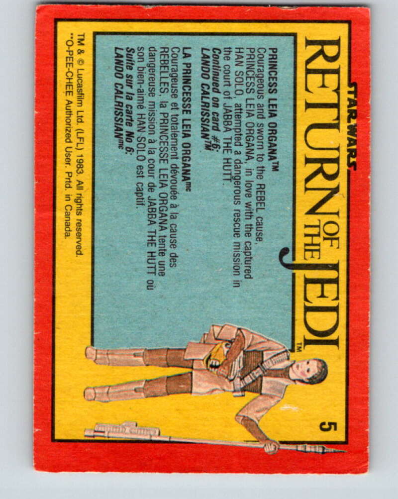 1983 OPC Star Wars Return Of The Jedi #5 Princess Leia Organa V42174