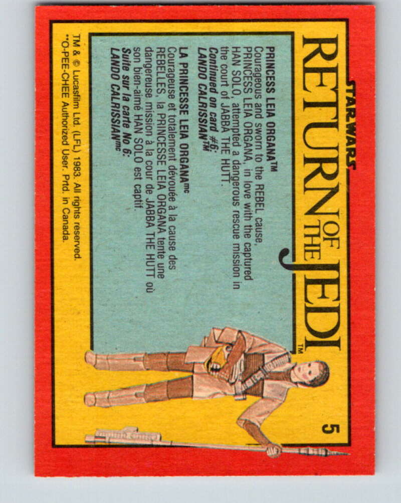 1983 OPC Star Wars Return Of The Jedi #5 Princess Leia Organa V42176
