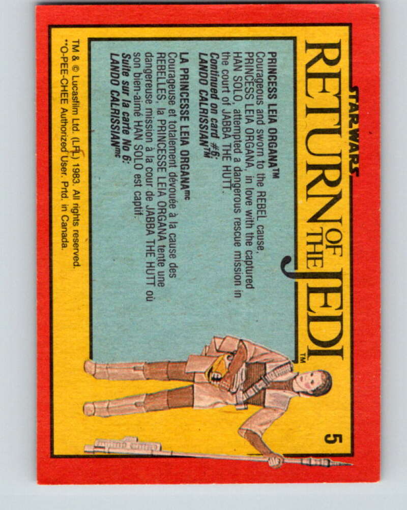 1983 OPC Star Wars Return Of The Jedi #5 Princess Leia Organa V42177