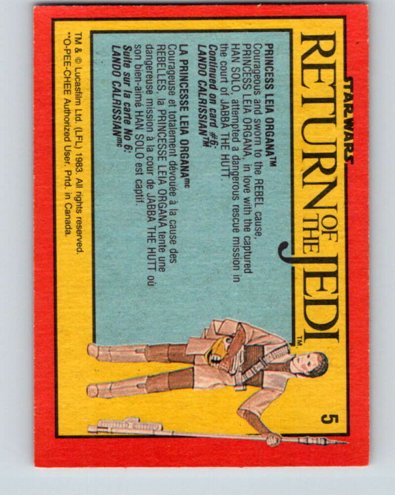 1983 OPC Star Wars Return Of The Jedi #5 Princess Leia Organa V42178