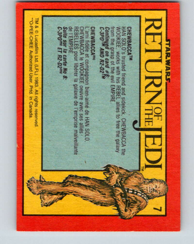 1983 OPC Star Wars Return Of The Jedi #7 Chewbacca V42185